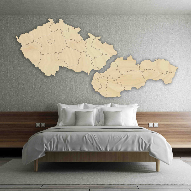 Mapa ścienna - Czechy i Słowacja - drewno