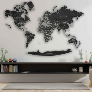Drewniana mapa świata na ścianie | SENTOP