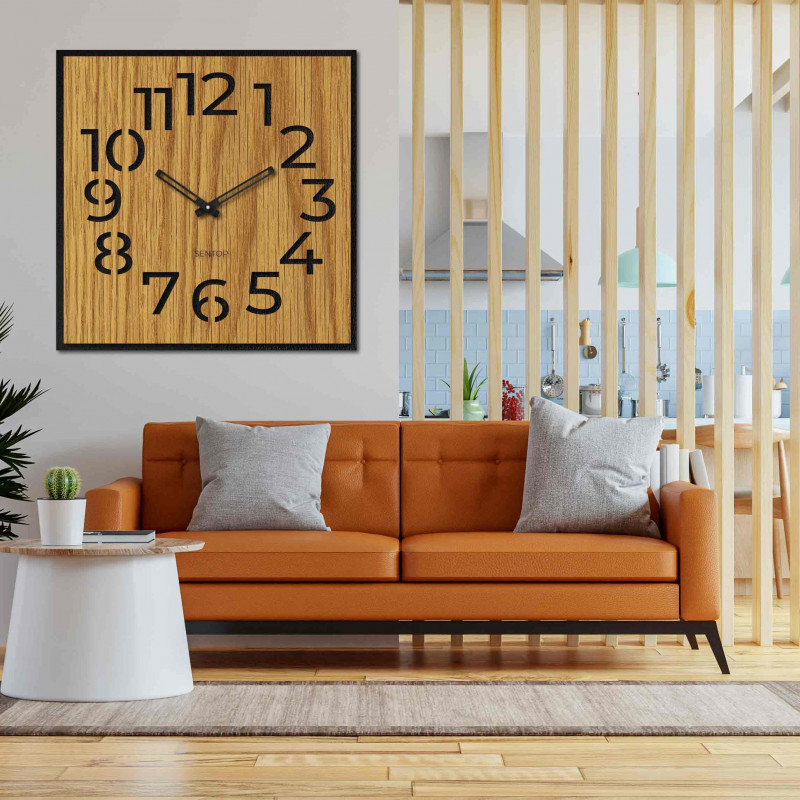 Drewniany zegar ścienny - Sentop | HDFK024 | dąb