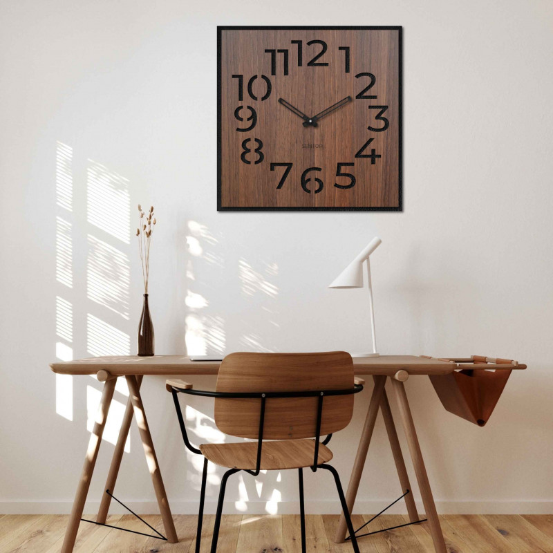 Drewniany zegar ścienny - Sentop | HDFK024 | orzech wenge