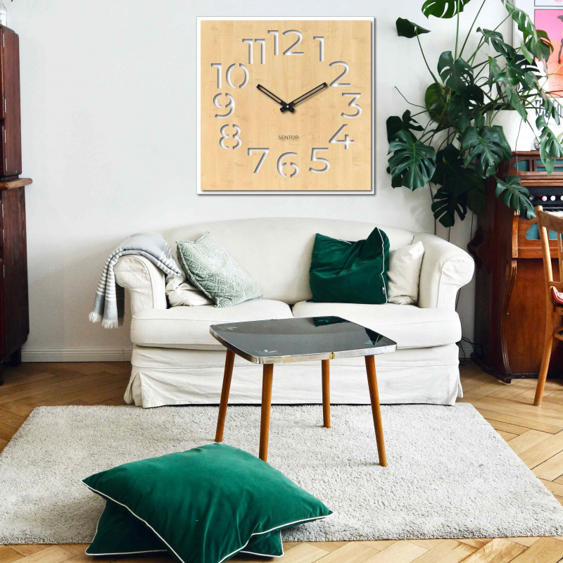 Drewniany zegar ścienny - Sentop | HDFK024 | klon