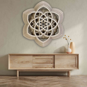 Drewniana mandala Harmonia wykonana z kilku warstw o...