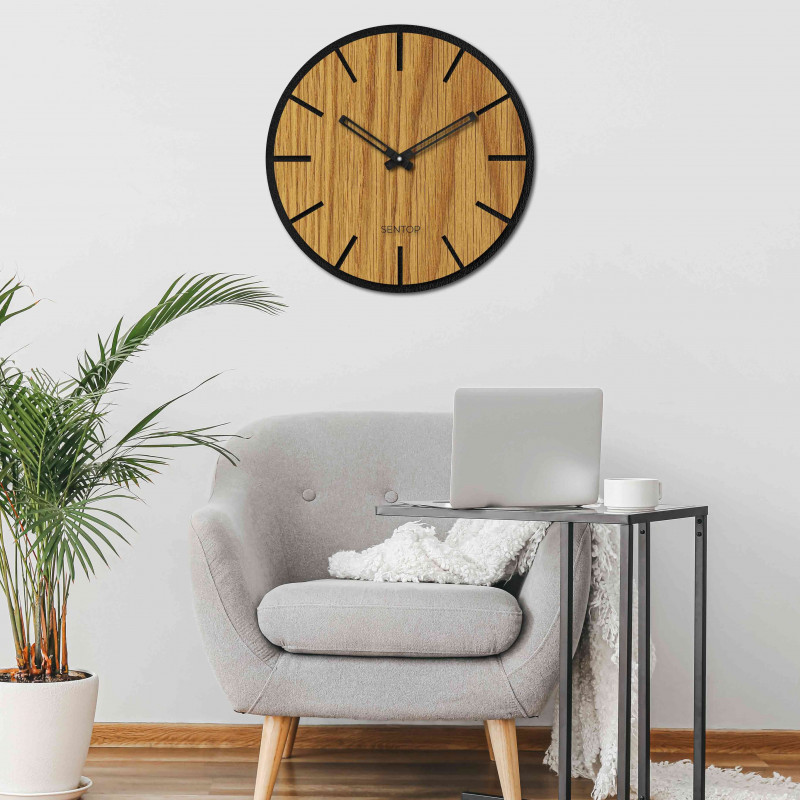 Drewniany zegar ścienny - Sentop | HDFK026 | dąb