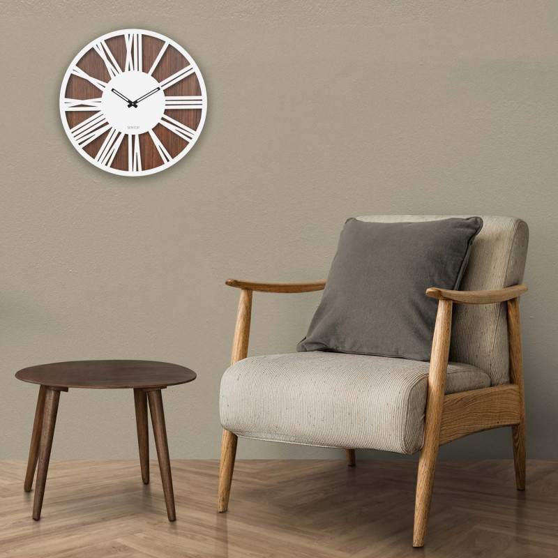 Zegar ścienny drewniany z cyframi rzymskimi -...