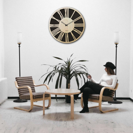 Drewniany zegar ścienny z cyframi rzymskimi - Sentop | HDFK029 | klon