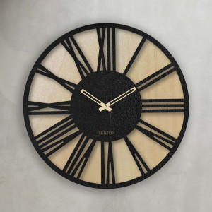 Zegar ścienny drewniany z cyframi rzymskimi - klon