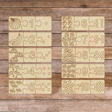 Drewniana układanka dla dzieci - Układanka trzyelementowa 30 elementów | GOLBIT