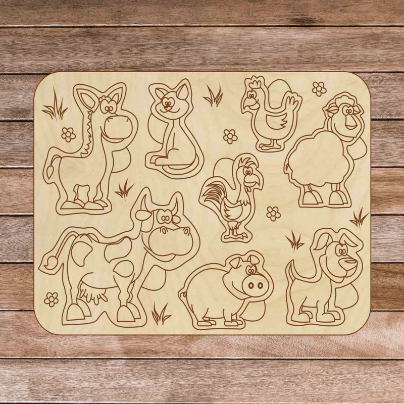 Puzzle drewniane dla dzieci - Zwierzęta gospodarskie 8 sztuk | SENTOP
