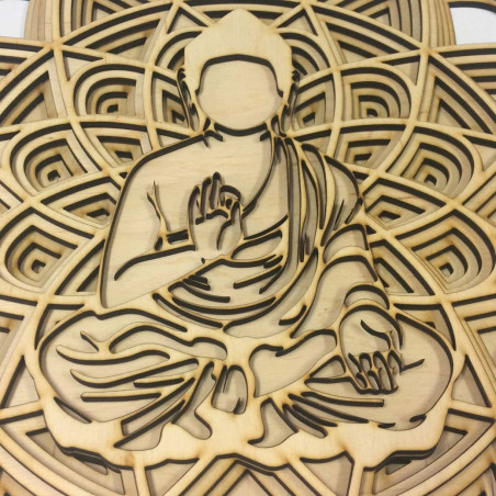 Obraz 3D na ścianie - Sentop | Mandala Budda | 90x90 cm z drewna