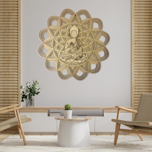 Obraz 3D na ścianie - Sentop | Mandala Budda | 90x90 cm z drewna