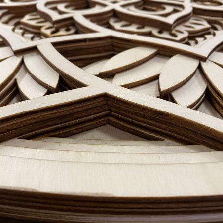 Duży, 3D, drewniany obraz ścienny I Mandala komunikacji Duży, 3D, drewniany obraz ścienny I Mandala komunikacji