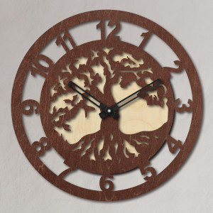 Drevené hodiny na stenu strom arabské čisla| PR0364-A