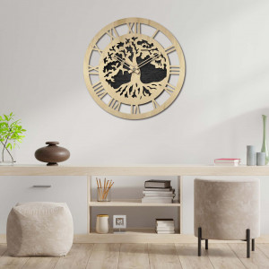 Drewniany zegar na ścianie z drzewa - Sentop | PR0365-A | rzymski
