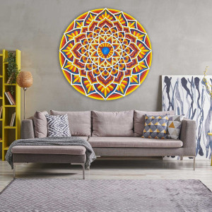 Kolorowy obraz 3D drewna - Sentop | Mandala komunikacji do 90 x 90 cm kolorowy