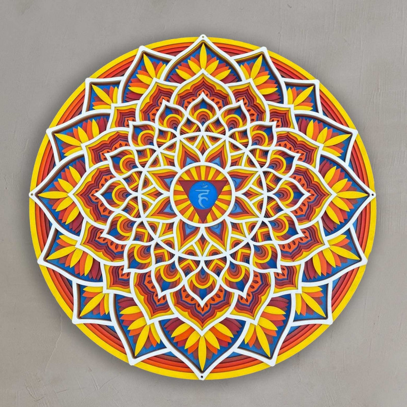 Drewniana mandala na ścianie z energią feng shui