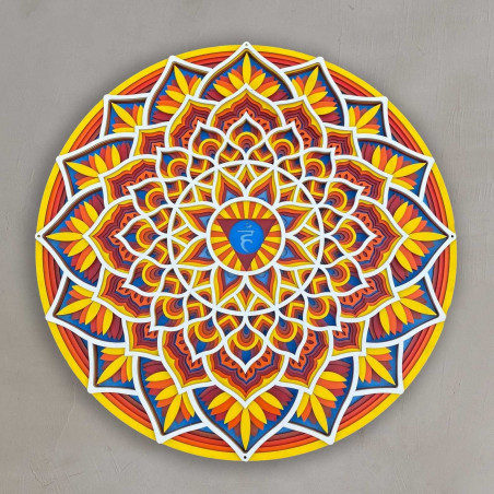 Drewniana mandala na ścianę z energią feng shui | do 90 x 90 cm