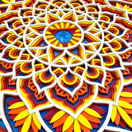 Drewniana mandala na ścianę z energią feng shui | do 90 x 90 cm