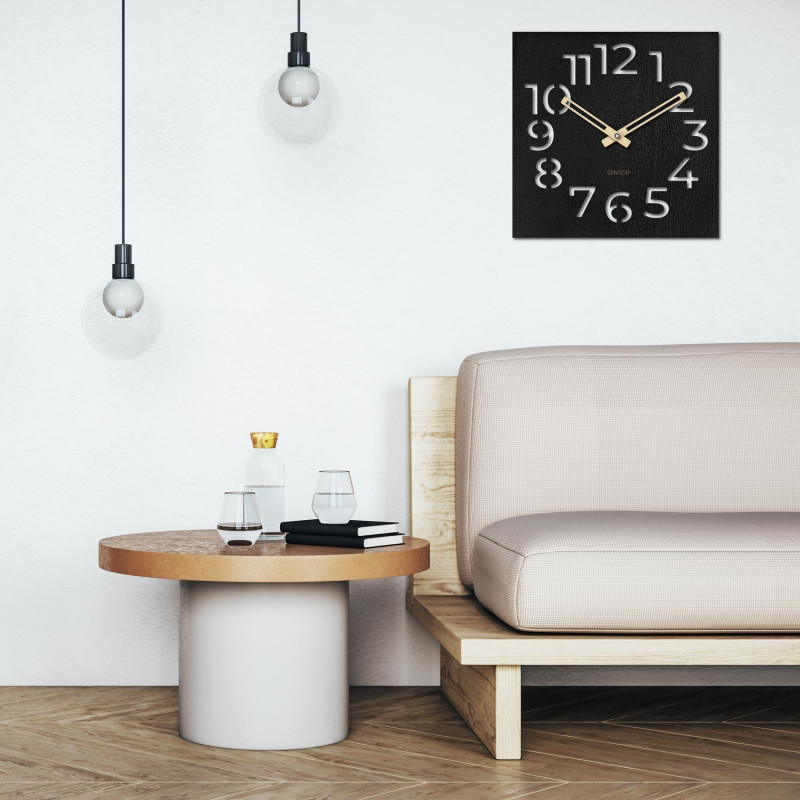 Nowoczesny drewniany zegar ścienny o minimalistycznym designie