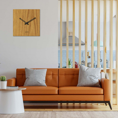 Minimalistyczny zegar ścienny - Sentop kwadrat HDFK036 | z drewna