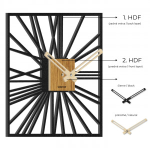 Drewniany zegar ścienny - Sentop | HDFK038 | dąb