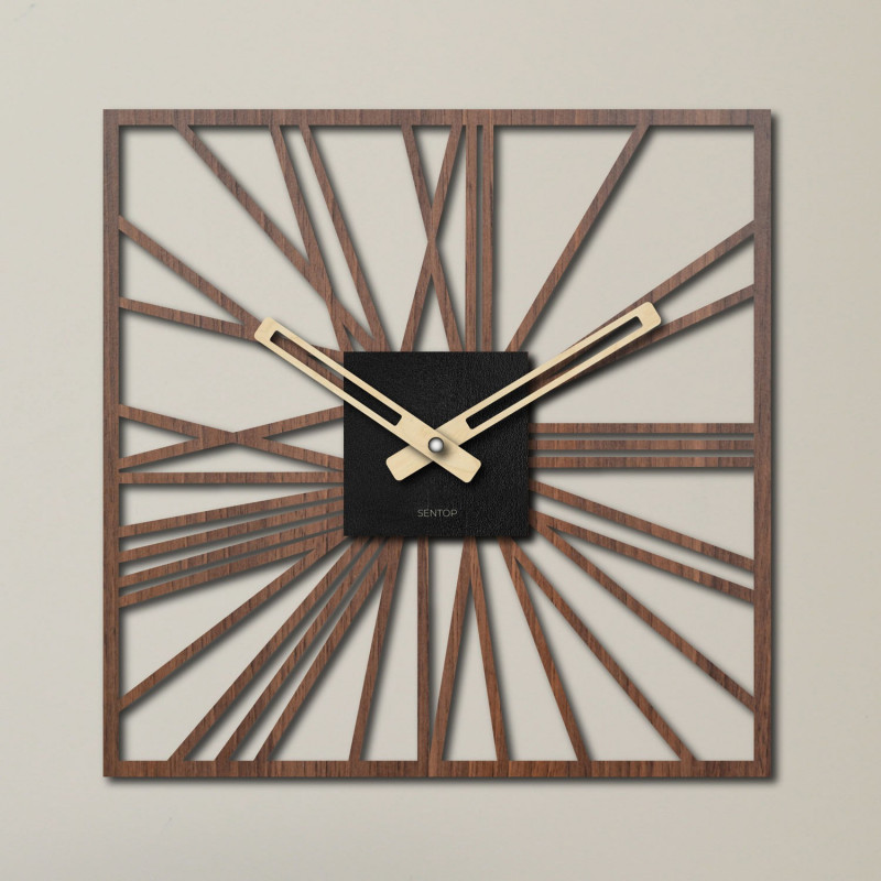 Drewniany zegar ścienny - Sentop | HDFK038 | orzech wenge