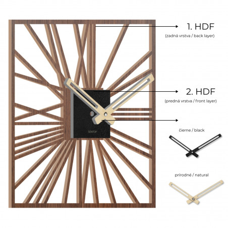 Drewniany zegar ścienny | HDFK038 | orzech wenge