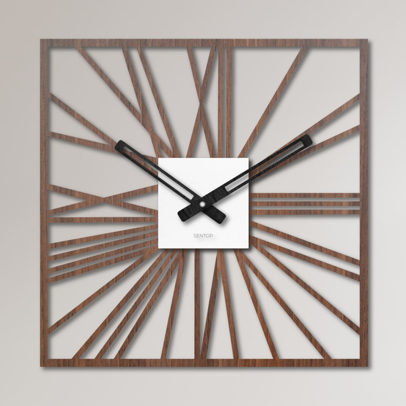 Drewniany zegar ścienny | HDFK038 | orzech wenge