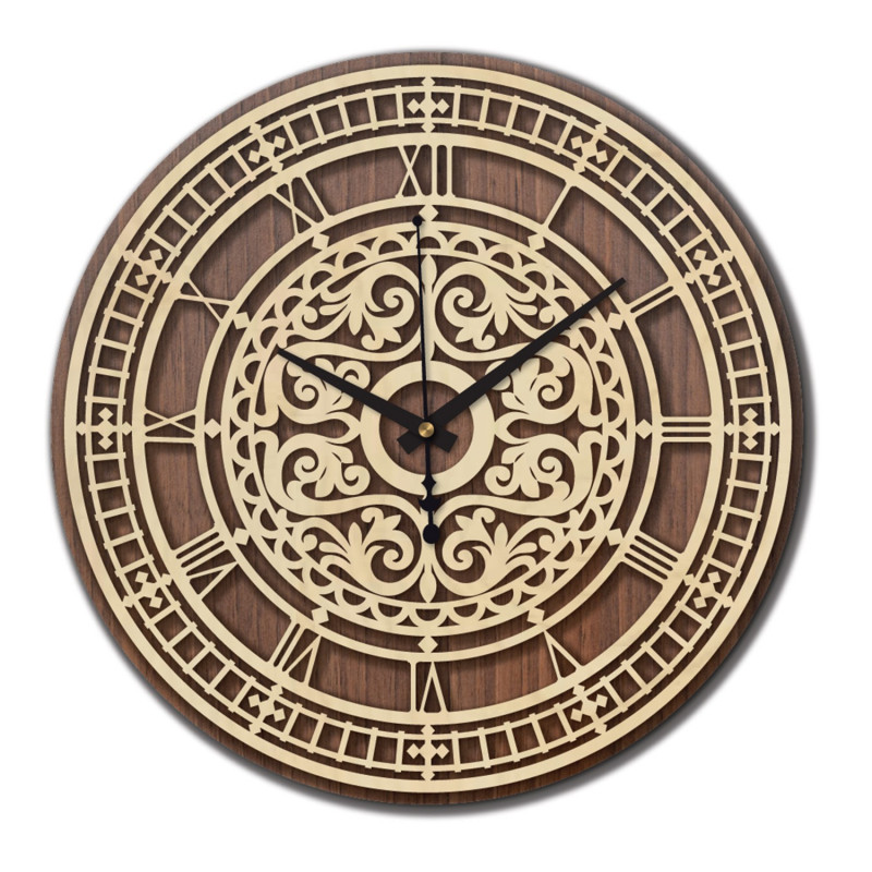 Elegancki drewniany zegar ścienny - Sentop | PR0463 | dwuwarstwowy