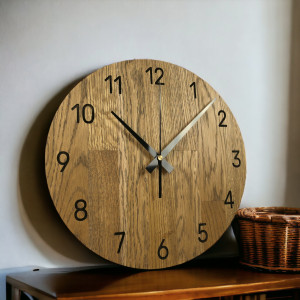 Drewniany zegar na ścianę z drewna dębowego - Tarcza...