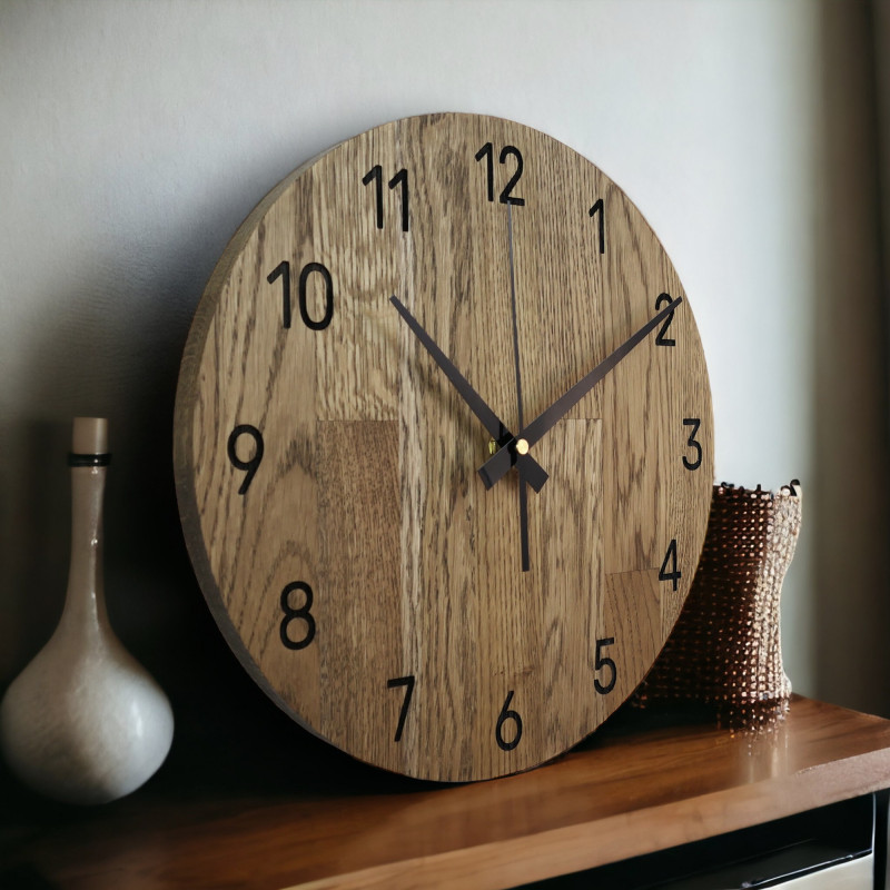 Drewniany zegar na ścianę z drewna dębowego - Tarcza numeryczna I SENTOP MAS002