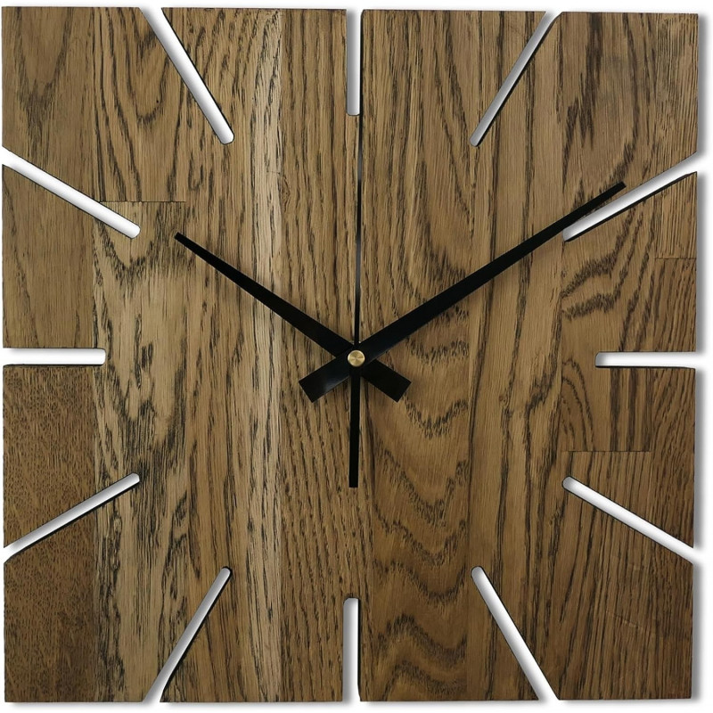 Drewniany zegar ścienny z drewnem dębowym - Kwadrat I SENTOP MAS008
