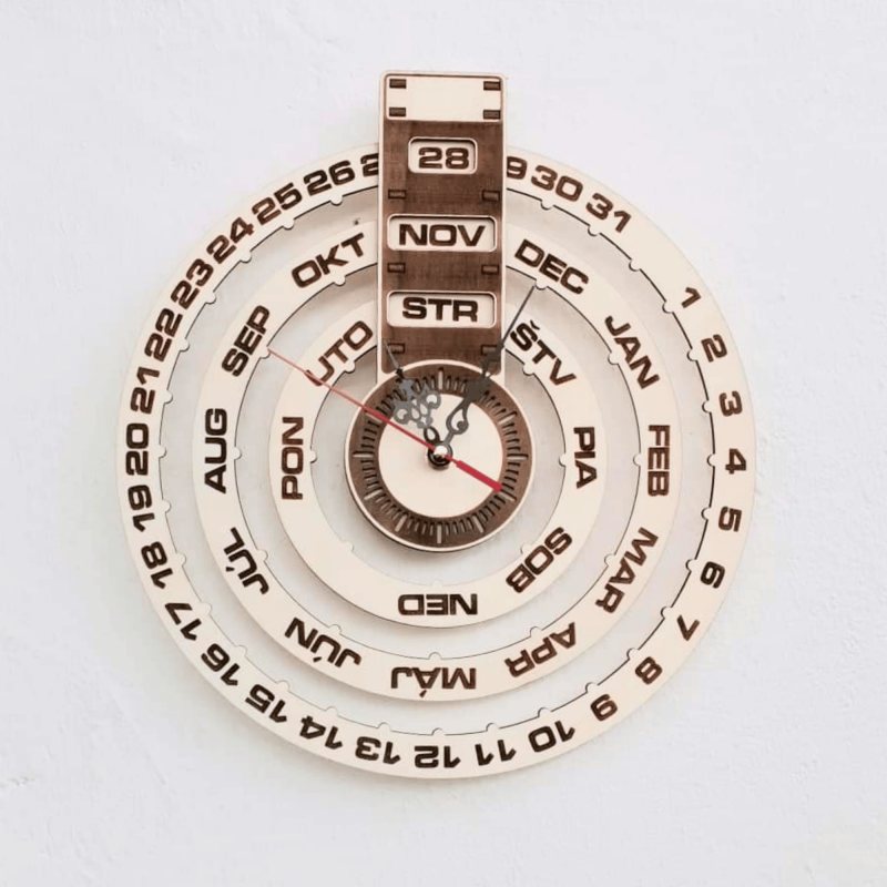 Drewniany kalendarz zegar ścienny kalendarz z drewna grawerowanego laserem CALENDAR