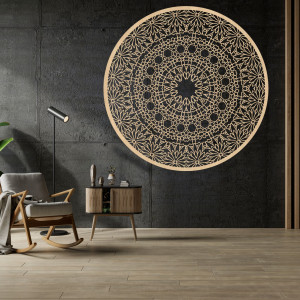 Elegancka drewniana mandala - ekskluzywna drewniana dekoracja ścienna do salonu 2