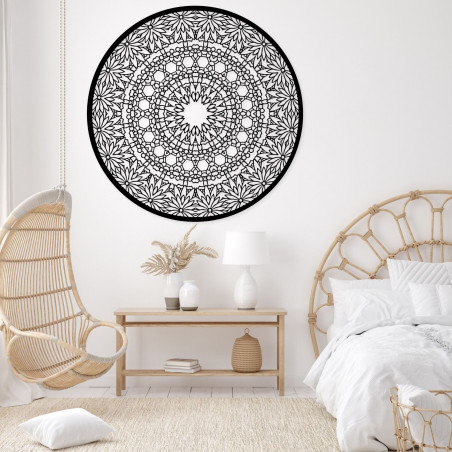Elegancka drewniana mandala - Ekskluzywna drewniana dekoracja ścienna do salonu