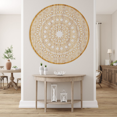 Elegancka drewniana mandala jako stylowa dekoracja ścienna