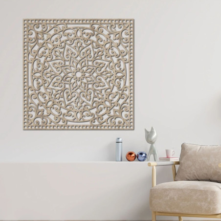 Drewniany obraz kwadratowy orientalna mandala - KVIDO