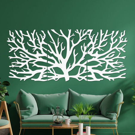 Trzyczęściowy obraz na drewnie - Majestatyczne drzewo z gałęziami, tryptyk leśny, naturalna dekoracja ścienna