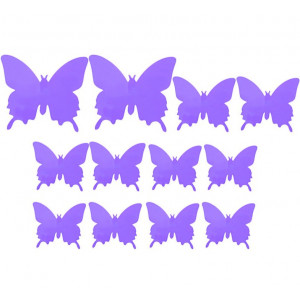 Naklejka motyl. Kolor fioletowy światła Naklejka - Motyl, 1 komplet - 12 sztuk