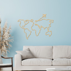 Designerska drewniana mapa świata na ścianę - WorldLines 2