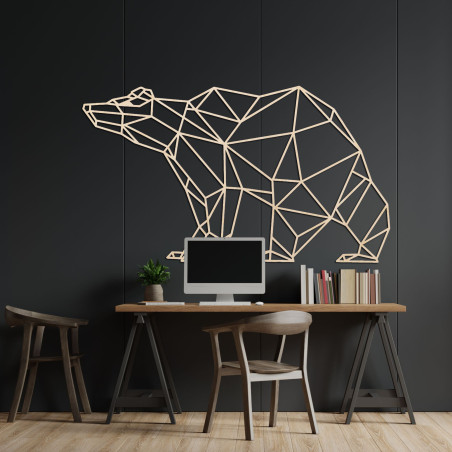 Geometryczny drewniany miś - nowoczesna dekoracja ścienna