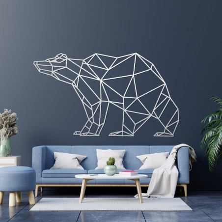 Geometryczny drewniany miś - nowoczesna dekoracja ścienna
