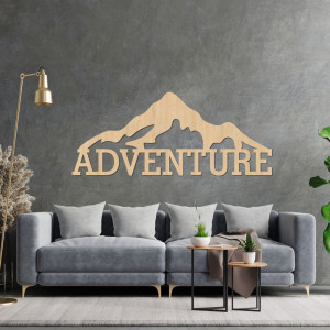 Rzeźbiony drewniany obraz na ścianie góry - PRZYGODA 2