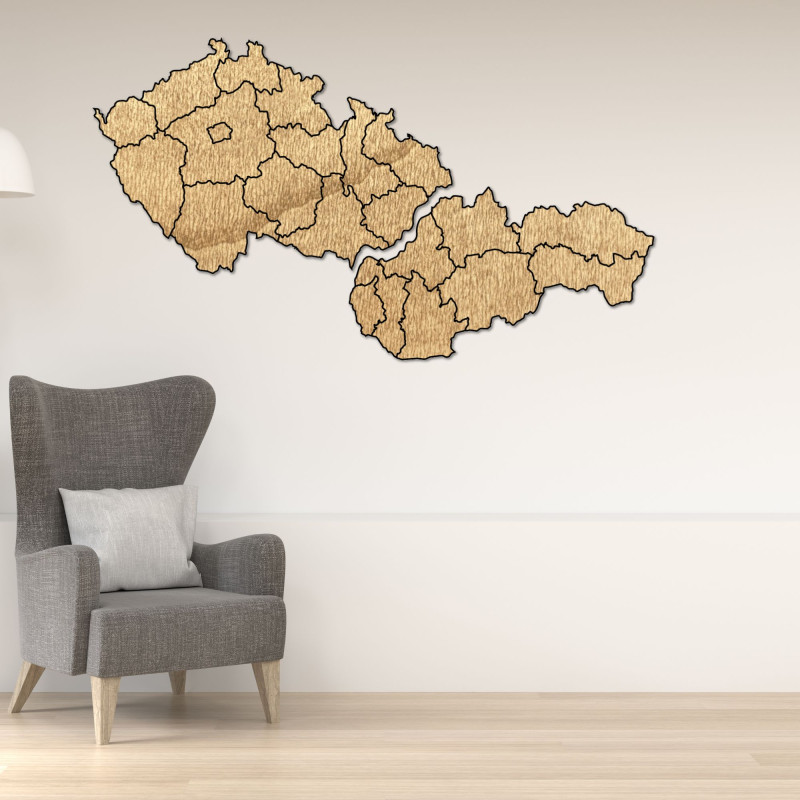 Drewniana mapa Słowacji i Czech