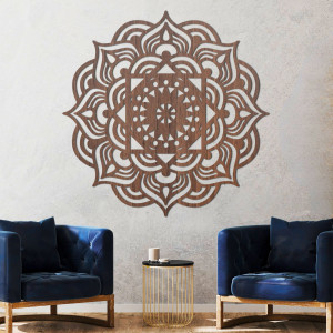 Orientalny obraz ścienny z drewnianą mandalą - SYMMETRY 2