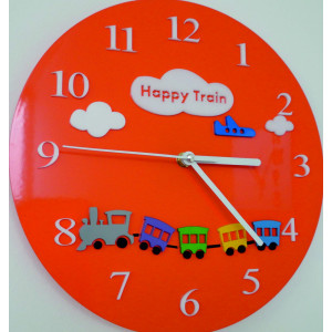 Wall Clock Children's World. Color orange. Dimensions  30 x30 cm