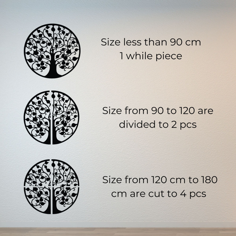 Okrągła drewniana dekoracja ścienna z drzewem życia