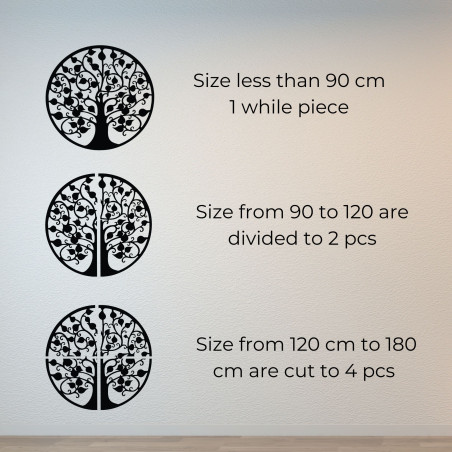 Okrągła drewniana dekoracja ścienna z drzewem życia