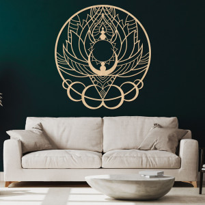 Artystyczna drewniana dekoracja mandala kwiat i słońce - FLORISOLUS 2