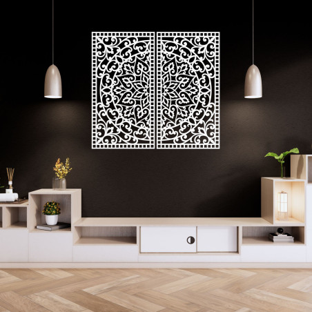 Zestaw ozdób ściennych z mandalą – dekoracyjny obraz z drewna, 2 części