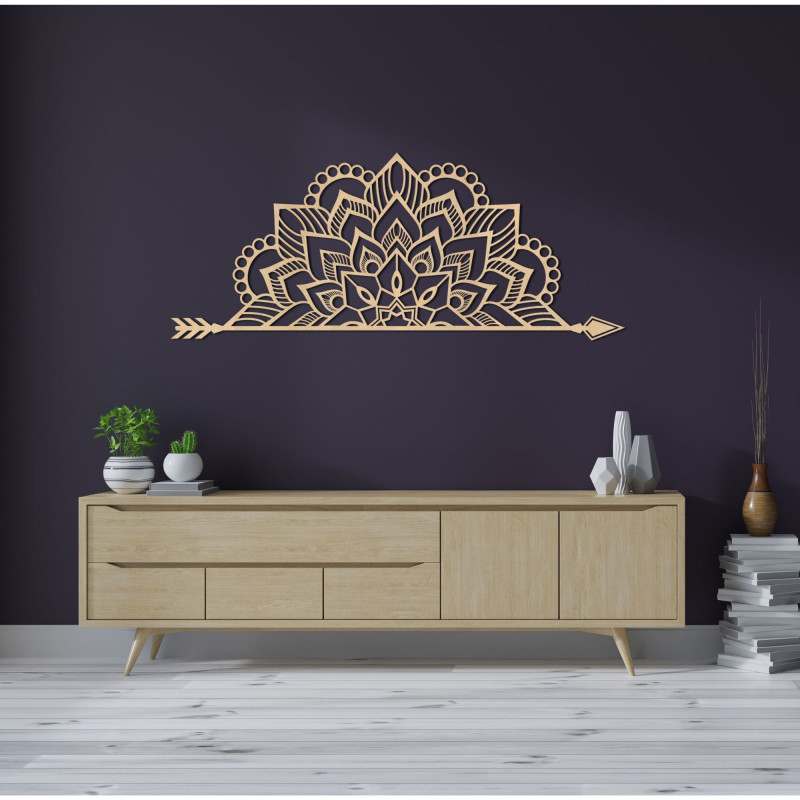 Elegancka czarna mandala na ścianie w nowoczesnym stylu boho